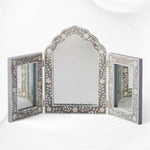 Isabelle MOP Inlay Floral Triple Mirror Grey 1