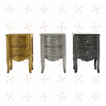 Jaden Antique White Metal Embossed 2 Drawer Bedside 6
