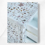 James MOP Inlay 3 Drawer Bedside White 3