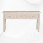 Joy Blush Pink Bone Inlay Geometric 3 Drawer Console 2