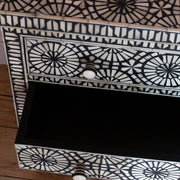 Kaleidoscope Bone Inlay Chest of 3 Drawers Black 5