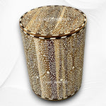 Kyson Teakwood Bone Inlay Round Stool Darkwood 1