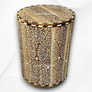 Kyson Teakwood Bone Inlay Round Stool Darkwood 2