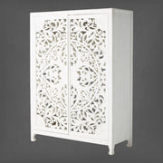 Lombok Handcarved 2 Door Wardrobe White 2