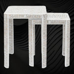 MOP Inlay Edge Nesting Table Set Grey
