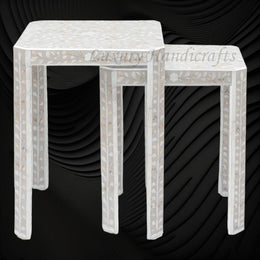MOP Inlay Edge Nesting Table Set Grey