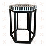 MOP Inlay Hexagonal Stripe Side Table Black 6