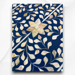 MOP Inlay 1 Drawer 2 Door Bedside Table Dark Blue 3