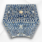 MOP Inlay 1 Drawer 2 Door Bedside Table Dark Blue 1