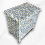 MOP Inlay Bedside Floral 1 Drawer 1 Door Pale Blue 4