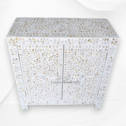 MOP Inlay Floral 2 Door Cabinet White 2