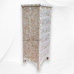MOP Inlay Floral 6 Drawer Tallboy Chest Milk Chocolate 2
