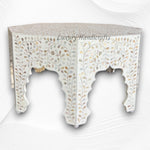 MOP Inlay Floral Octagonal Coffee Table White 2