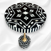 Modern ikat bone inlay end table in black for stylish home decor