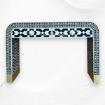 Moroccan Bone Inlay Waterfall 2 Drawers Console Black 5