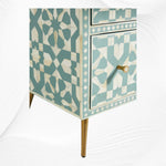 Bone Inlay Moroccan 9 Drawer Chest Green 6