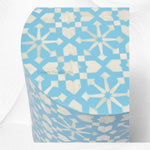 Moroccan Bone Inlay Round Side Table Aqua 2