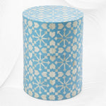 Moroccan Bone Inlay Round Side Table Aqua 3
