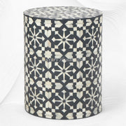 Moroccan Bone Inlay Round Side Table Black 3