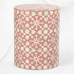 Moroccan Bone Inlay Round Side Table Orange 3