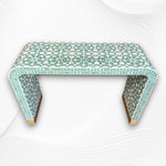 Moroccan MOP Inlay Waterfall Console Table Green 1