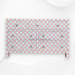 Mother of Pearl Inlay 7 Drawer Checkerboard Dresser Pink 5