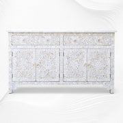 Mother Of Pearl Inlay Floral Sideboard Beige