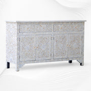 Mother Of Pearl Inlay Floral Sideboard Beige