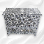 Mother Of Pearl Inlay Floral Chest Of Four Drawers Black 1