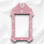 Pink Mother Of Pearl Inlay Floral Circle Mirror 3
