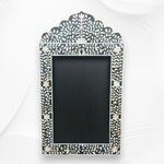 Mother Of Pearl Inlay Floral Crested Mirror Black