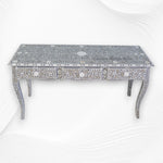 Mother Of Pearl Inlay Long Curved Leg Desk Grey 1