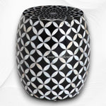 Mother of Pearl Inlay Stool Geometric Black 1