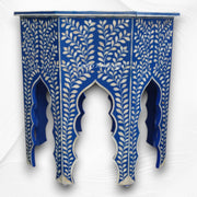 Naomi Bone Inlay Octagonal Large Side Table Blue 3