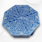 Naomi Bone Inlay Octagonal Large Side Table Blue 2