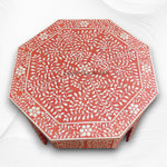 Naomi Bone Inlay Octagonal Large Side Table Orange 2