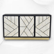 Nola Full Bone Inlay 3 Door Credenza Black 5