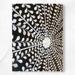 Opal MOP Inlay Round Coffee Table Floral Black