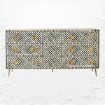 Optical Bone Inlay 9 Drawer Chest Black 1