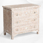 Pale Pink Mother Of Pearl Inlay 3 Drawer Chest Floral 3