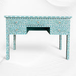 Pastel Turquoise Mother of Pearl Inlay 5 Drawer Desk 6