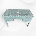 Pastel Turquoise Mother of Pearl Inlay 5 Drawer Desk 5