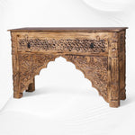 Reclaimed Wood Hand Carved Console Table 1