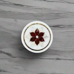 Red Carnelian Flower Table Top Round 1