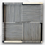 Luxury Bone Inlay Square Tray with Stripe Design in Black