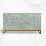 Scroll Vine Bone Inlay 6 Drawer Dresser Green 6