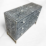Scroll Vine Bone Inlay Chest of 3 Drawers Black 2
