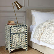 Star bone inlay bedside table in grey finish