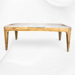Starburst Marble Brass Inlay Rectangular Coffee Table Natural Finish 4