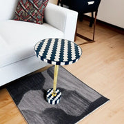 Hexa Inlay Side Table Blue